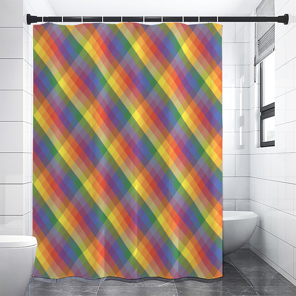 Rainbow LGBT Plaid Pattern Print Shower Curtain