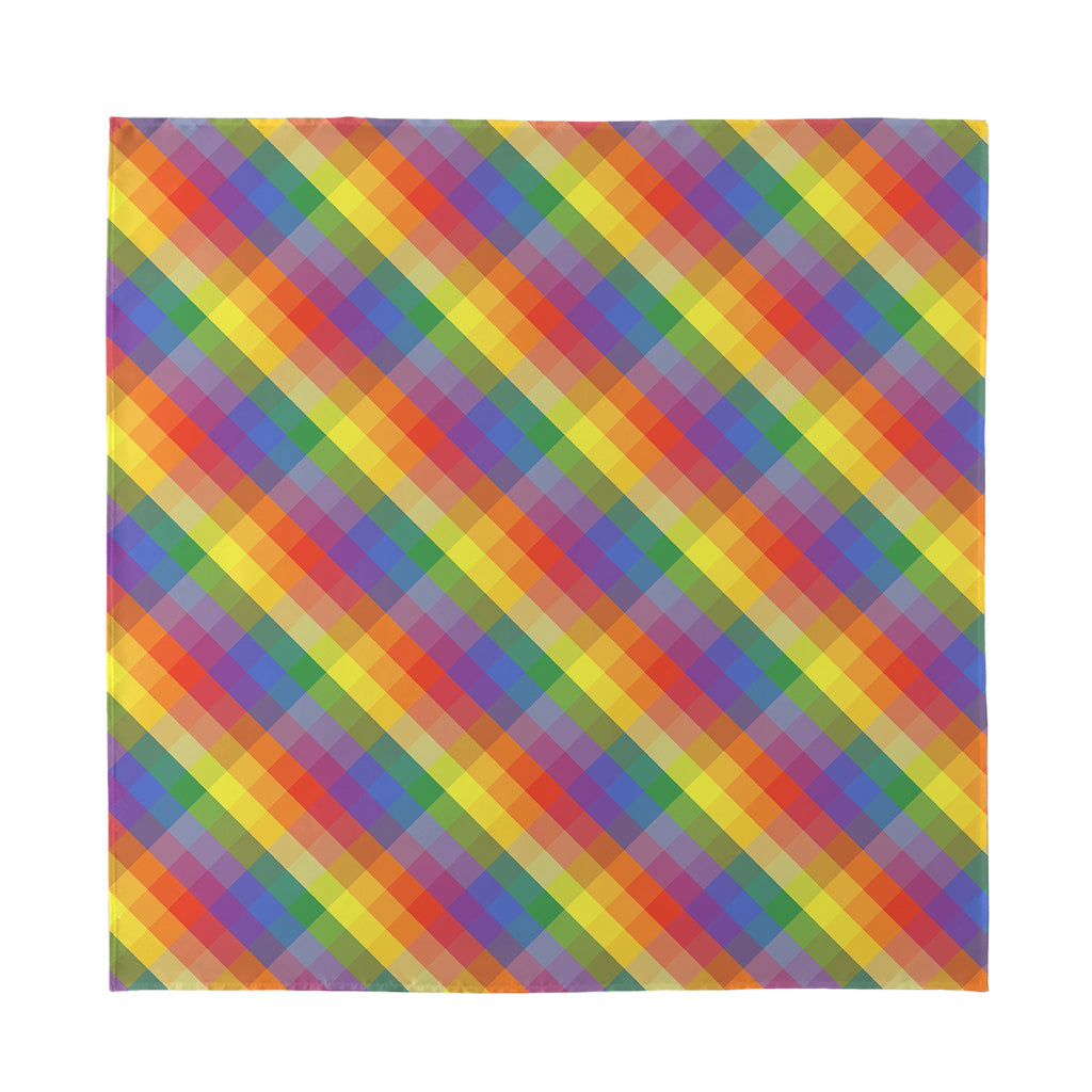 Rainbow LGBT Plaid Pattern Print Silk Bandana