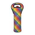 Rainbow LGBT Plaid Pattern Print Single Neoprene Wine Tote
