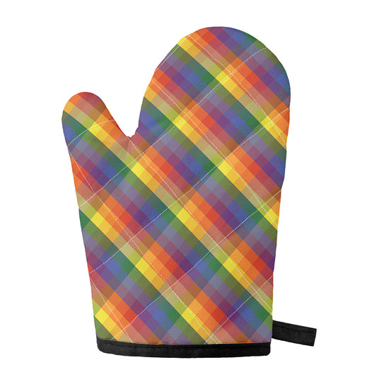 Rainbow LGBT Plaid Pattern Print Single Oven Mitt