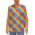 Rainbow LGBT Plaid Pattern Print Sleeveless Baseball Jersey