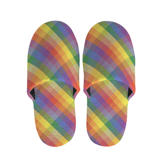 Rainbow LGBT Plaid Pattern Print Slippers
