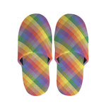 Rainbow LGBT Plaid Pattern Print Slippers