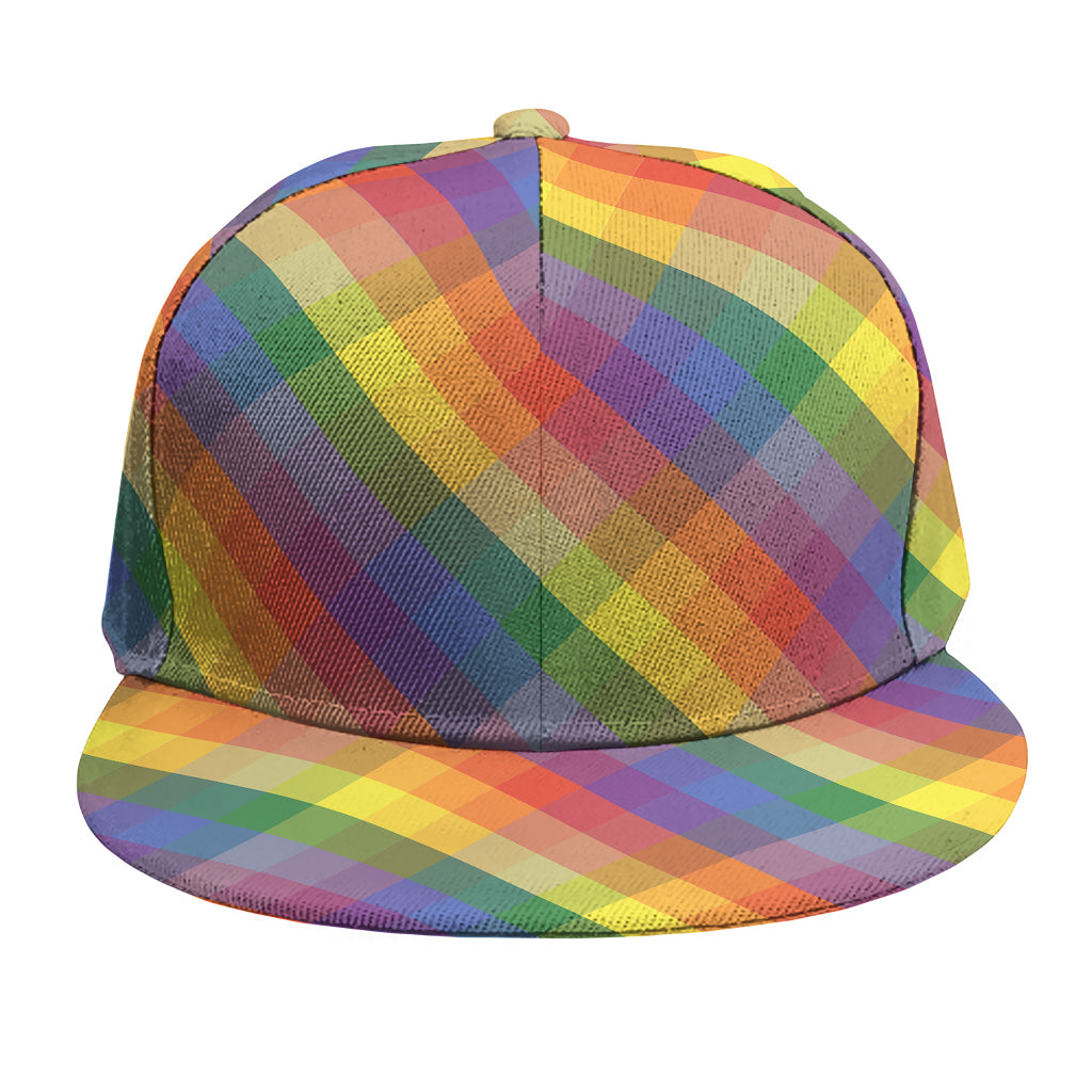 Rainbow LGBT Plaid Pattern Print Snapback Cap