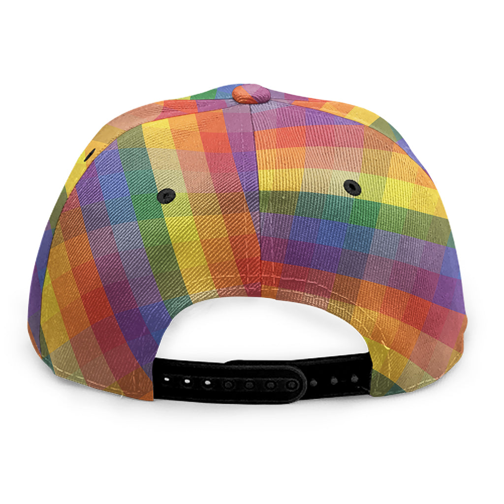 Rainbow LGBT Plaid Pattern Print Snapback Cap