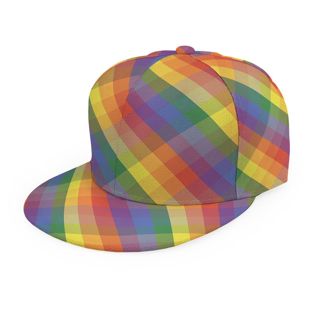 Rainbow LGBT Plaid Pattern Print Snapback Cap