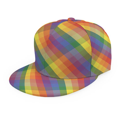 Rainbow LGBT Plaid Pattern Print Snapback Cap