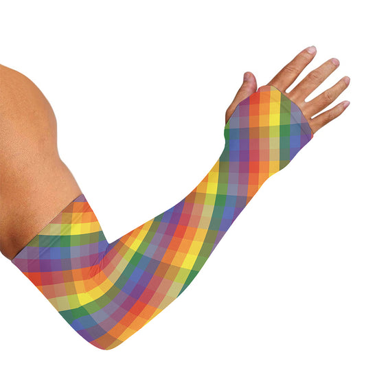 Rainbow LGBT Plaid Pattern Print Sun Protection Arm Sleeves