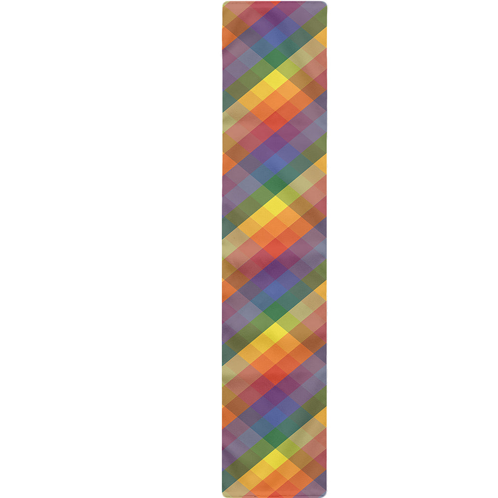Rainbow LGBT Plaid Pattern Print Table Runner