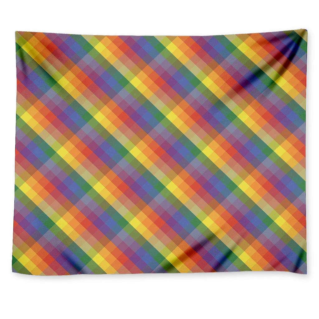 Rainbow LGBT Plaid Pattern Print Tapestry