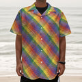 Rainbow LGBT Plaid Pattern Print Textured Short Sleeve Shirt