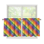 Rainbow LGBT Plaid Pattern Print Tier Curtains