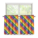 Rainbow LGBT Plaid Pattern Print Tier Curtains