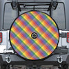 Rainbow LGBT Plaid Pattern Print Tire Cover With Camera Hole