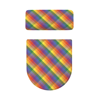 Rainbow LGBT Plaid Pattern Print Toilet Lid And Tank Cover Set