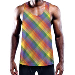 Rainbow LGBT Plaid Pattern Print Training Tank Top
