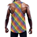 Rainbow LGBT Plaid Pattern Print Training Tank Top