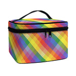Rainbow LGBT Plaid Pattern Print Travel Makeup Bag
