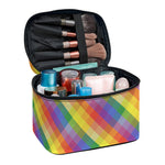 Rainbow LGBT Plaid Pattern Print Travel Makeup Bag