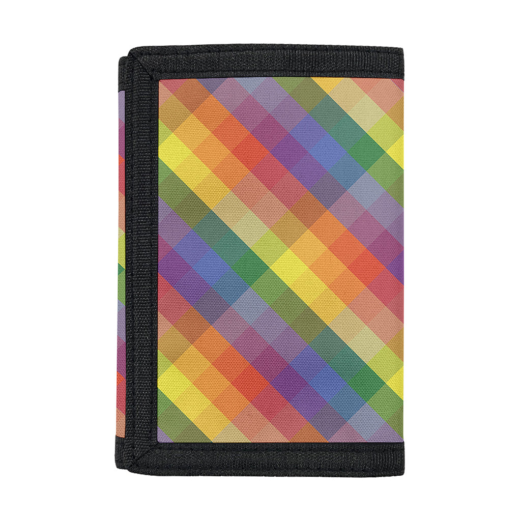 Rainbow LGBT Plaid Pattern Print Trifold Wallet