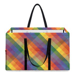 Rainbow LGBT Plaid Pattern Print Utility Tote Bag