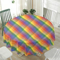 Rainbow LGBT Plaid Pattern Print Waterproof Round Tablecloth