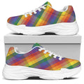 Rainbow LGBT Plaid Pattern Print White Chunky Shoes
