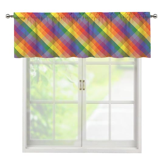 Rainbow LGBT Plaid Pattern Print Window Valance