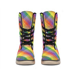 Rainbow LGBT Plaid Pattern Print Winter Boots