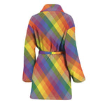 Rainbow LGBT Plaid Pattern Print Women's Bathrobe