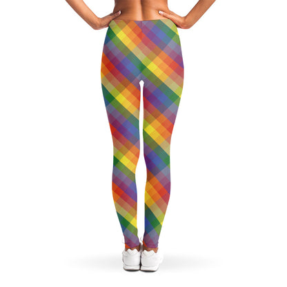 Rainbow LGBT Plaid Pattern Print Women's Leggings