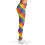 Rainbow LGBT Plaid Pattern Print Women's Leggings