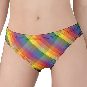 Rainbow LGBT Plaid Pattern Print Women's Panties