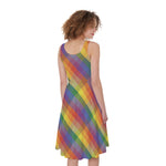 Rainbow LGBT Plaid Pattern Print Women's Sleeveless Dress