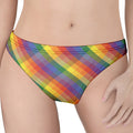 Rainbow LGBT Plaid Pattern Print Women's Thong