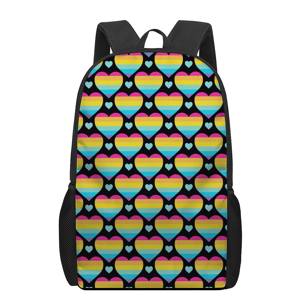 Rainbow LGBT Pride Heart Pattern Print 17 Inch Backpack