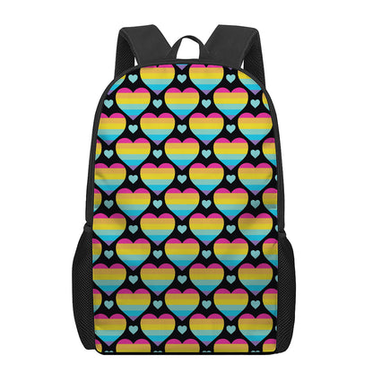 Rainbow LGBT Pride Heart Pattern Print 17 Inch Backpack