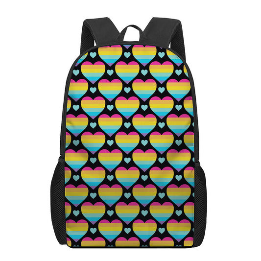 Rainbow LGBT Pride Heart Pattern Print 17 Inch Backpack