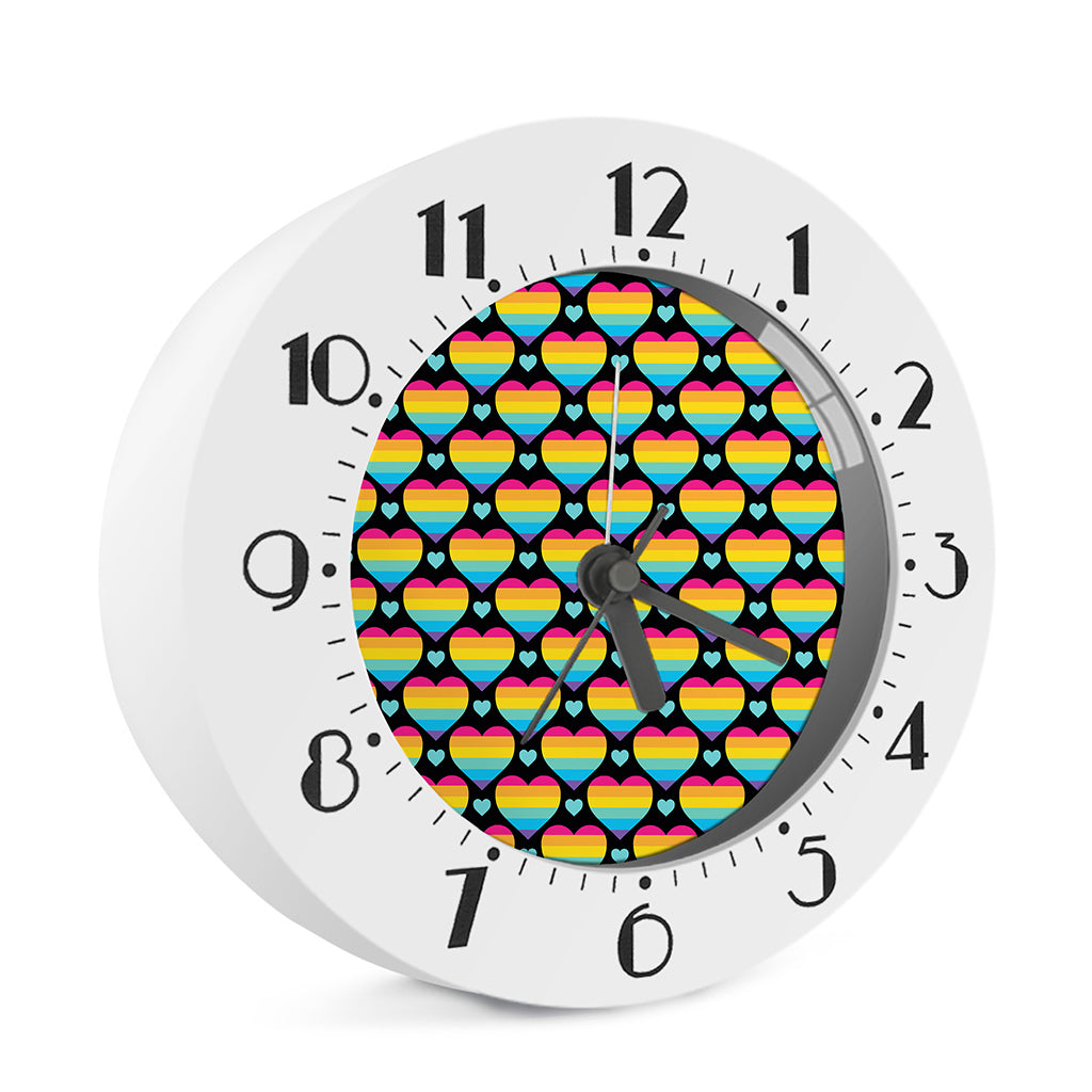 Rainbow LGBT Pride Heart Pattern Print Alarm Clock