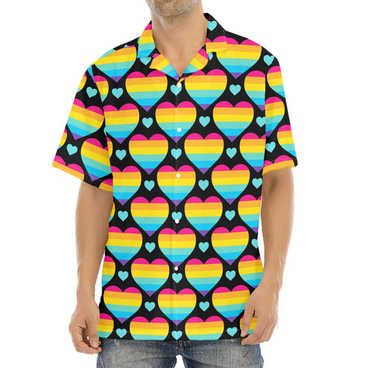 Rainbow LGBT Pride Heart Pattern Print Aloha Shirt