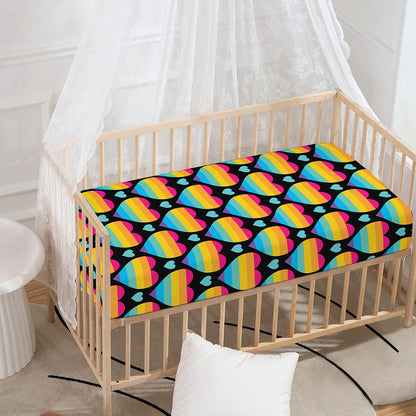Rainbow LGBT Pride Heart Pattern Print Baby Crib Sheet