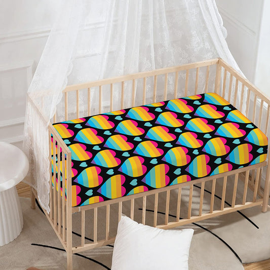 Rainbow LGBT Pride Heart Pattern Print Baby Crib Sheet