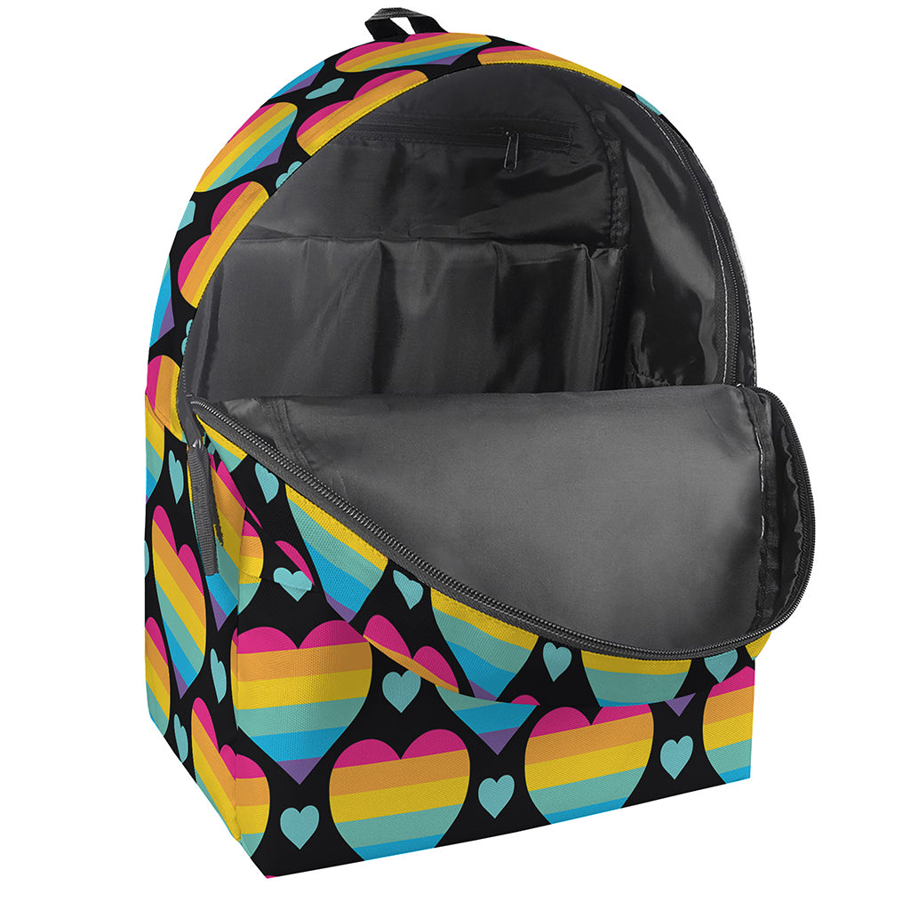 Rainbow LGBT Pride Heart Pattern Print Backpack