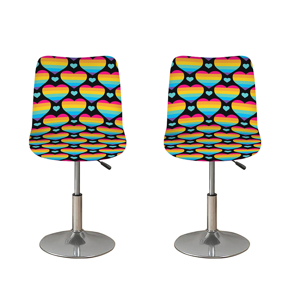 Rainbow LGBT Pride Heart Pattern Print Bar Stool Covers