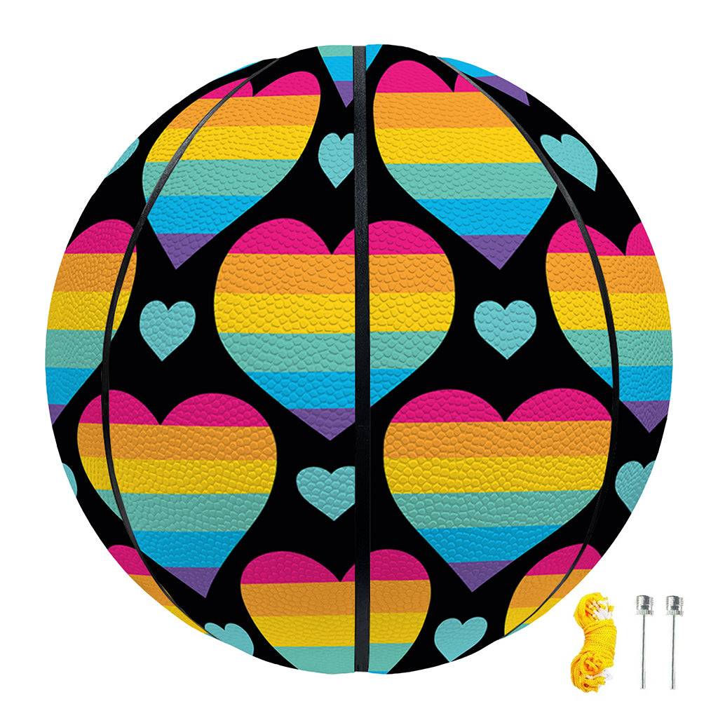 Rainbow LGBT Pride Heart Pattern Print Basketball