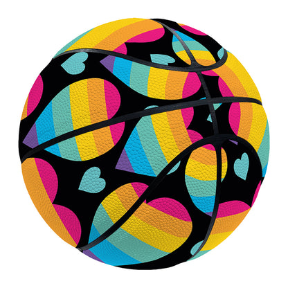 Rainbow LGBT Pride Heart Pattern Print Basketball