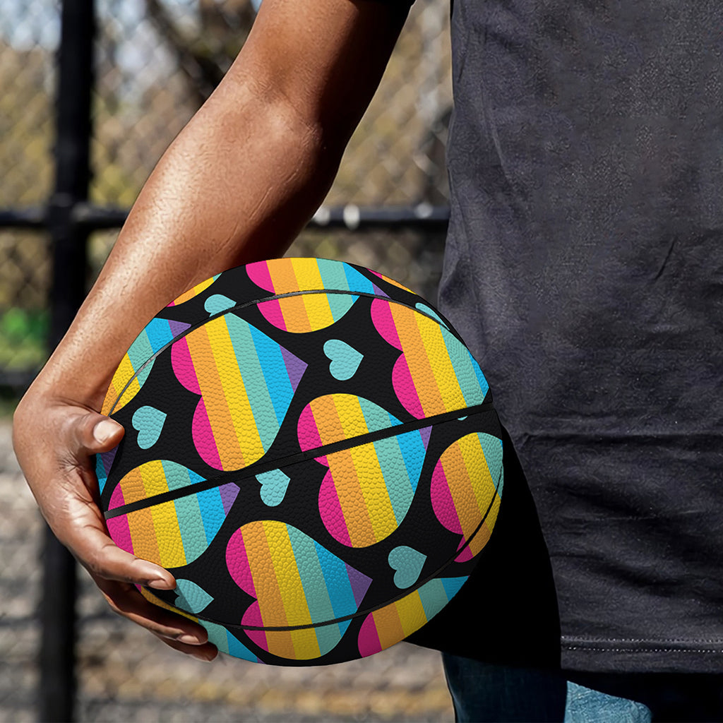 Rainbow LGBT Pride Heart Pattern Print Basketball