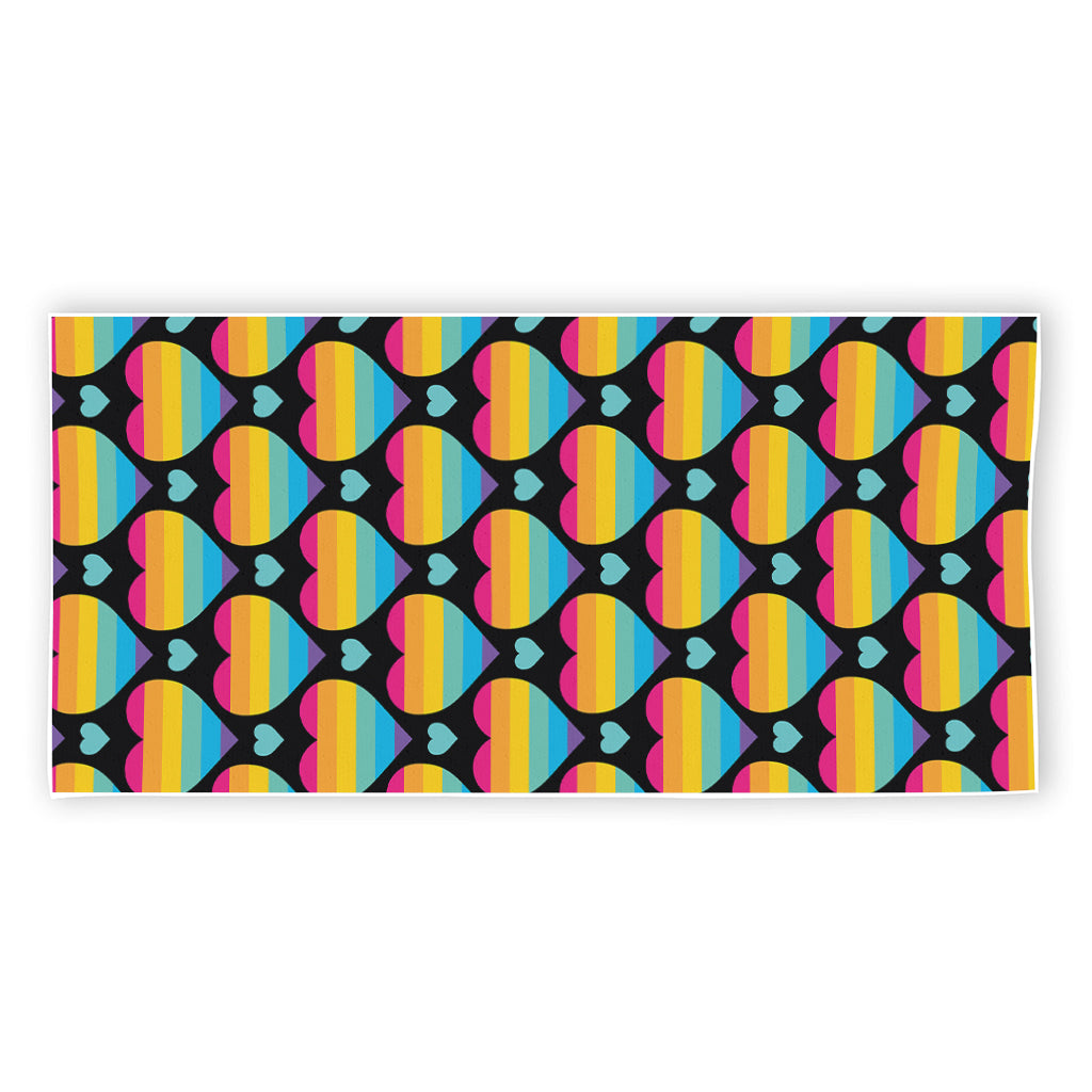 Rainbow LGBT Pride Heart Pattern Print Beach Towel