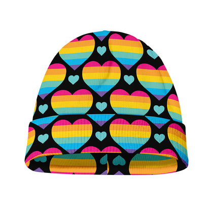 Rainbow LGBT Pride Heart Pattern Print Beanie
