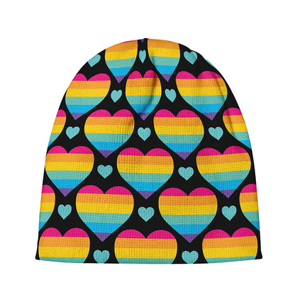 Rainbow LGBT Pride Heart Pattern Print Beanie